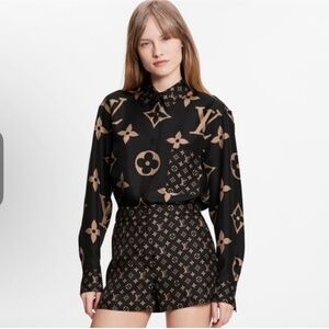 Louis Vuitton Mixed Monogram Button Up Silk Shirt